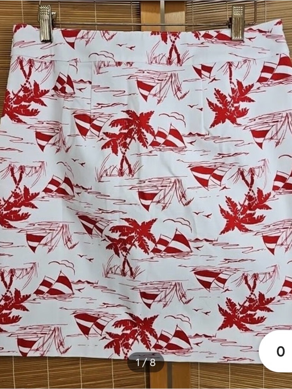 Talbots  Red Tropical Sailboat Print Size 6